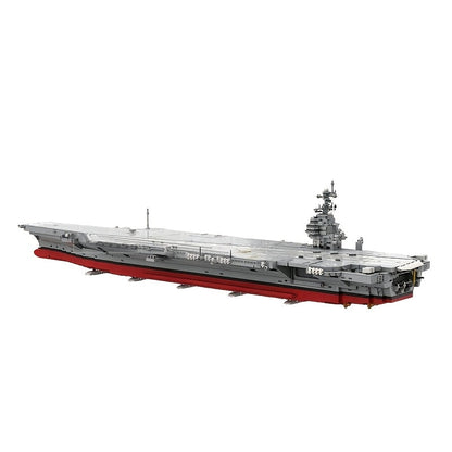 Set de construction de porte-avions de la marine de 4989 pièces – Diorama de navire de guerre à coque grise et rouge, pont d'envol élévateur, îlot, kit de modèle militaire MOC, cadeau de collection pour passionnés de marine et de militaire A2683