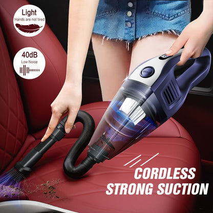 Aspirateur à main rechargeable sans fil – Aspiration puissante de 6 kPa, 40 dB silencieux, mini aspirateur portable pour poils d'animaux, voiture, clavier, nettoyage de bureau et maison avec suceur plat