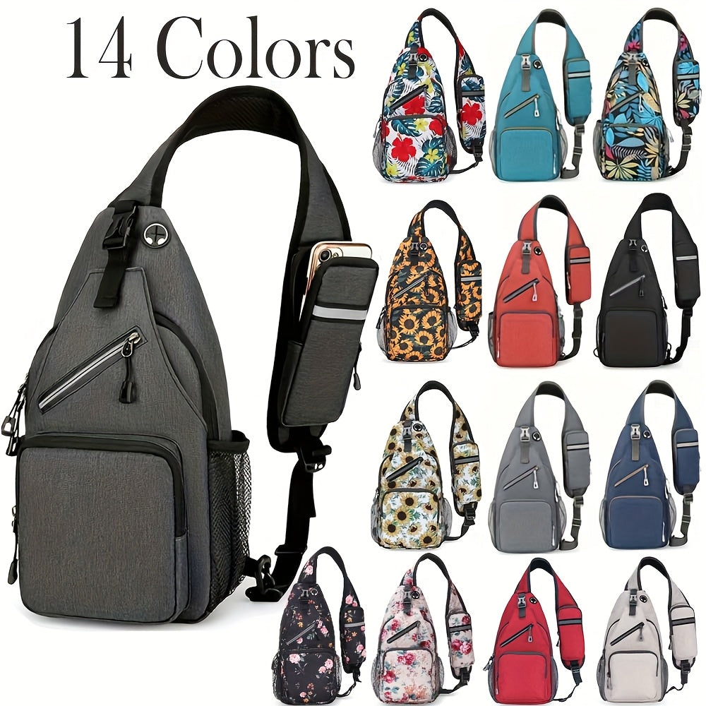 Sac à bandoulière grande capacité pour hommes et femmes – Sac de voyage polyvalent style sport brodé avec fermeture éclair sécurisée, idéal pour les trajets quotidiens mains libres et les activités en plein air, plusieurs coloris disponibles