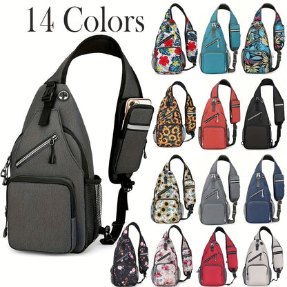 Sac à bandoulière grande capacité pour hommes et femmes – Sac de voyage polyvalent style sport brodé avec fermeture éclair sécurisée, idéal pour les trajets quotidiens mains libres et les activités en plein air, plusieurs coloris disponibles