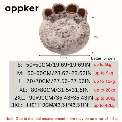 Panier apaisant rond en peluche pour chats et chiens  de taille moyenne - Niche douillette, chaude et antidérapante en fausse fourrure lavable, tapis de couchage pour animaux d'intérieur