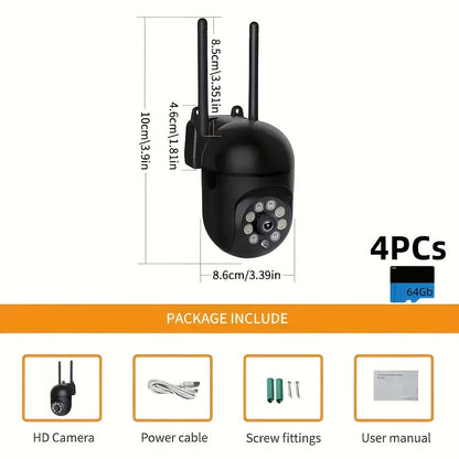 Caméra de sécurité intérieure, pack de 4, 3 MP, sans fil – stockage cloud, Wi-Fi double bande 2,4 G/5 G, détection de mouvement par IA, audio bidirectionnel et vision nocturne couleur pour système de surveillance domestique
