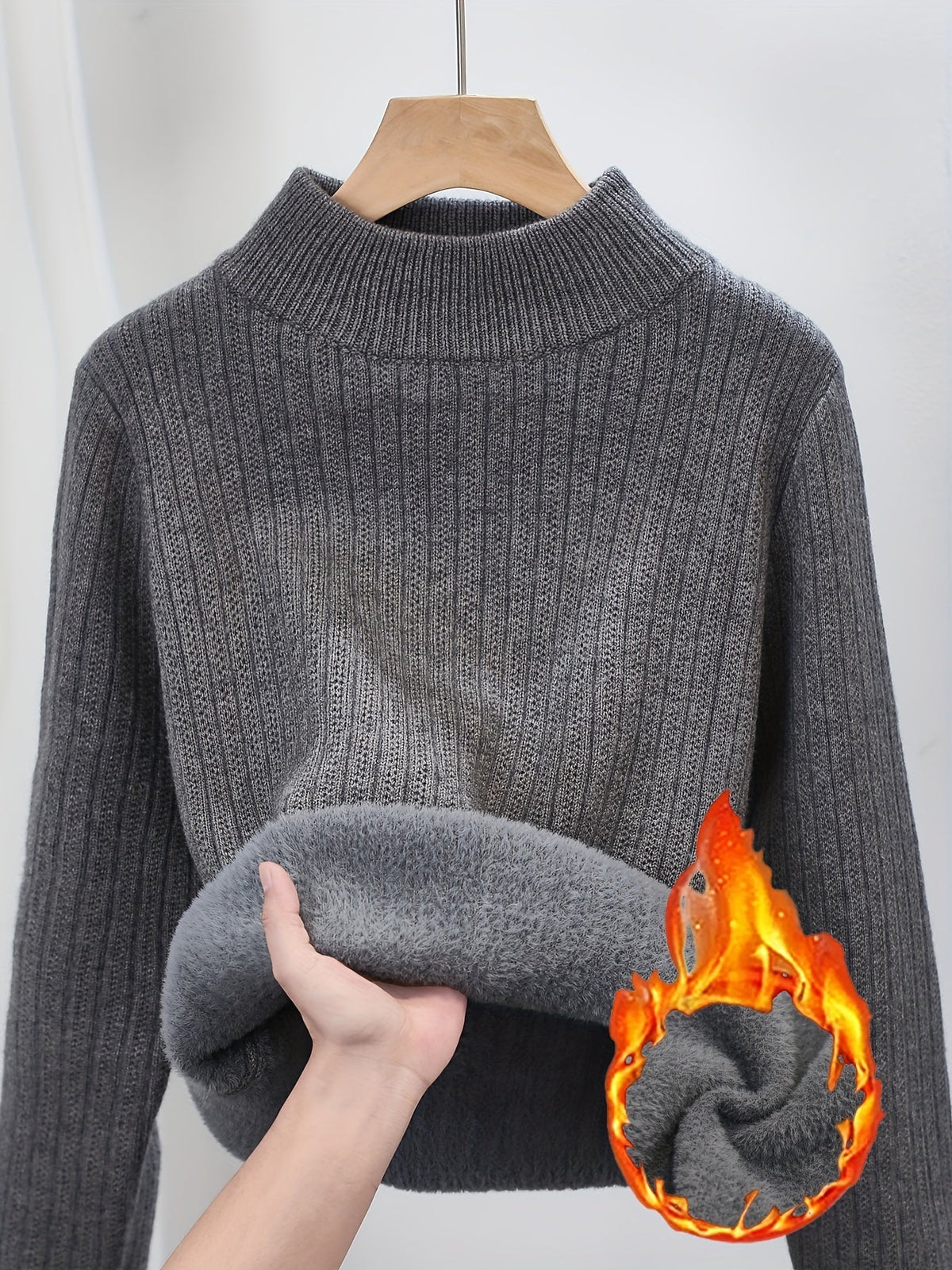 Pull col roulé doublé polaire pour femme, épais et chaud - Pull en maille sans couture à col semi-montant, haut à porter en sous-couche pour l'automne et l'hiver, 11 couleurs, S-XL
