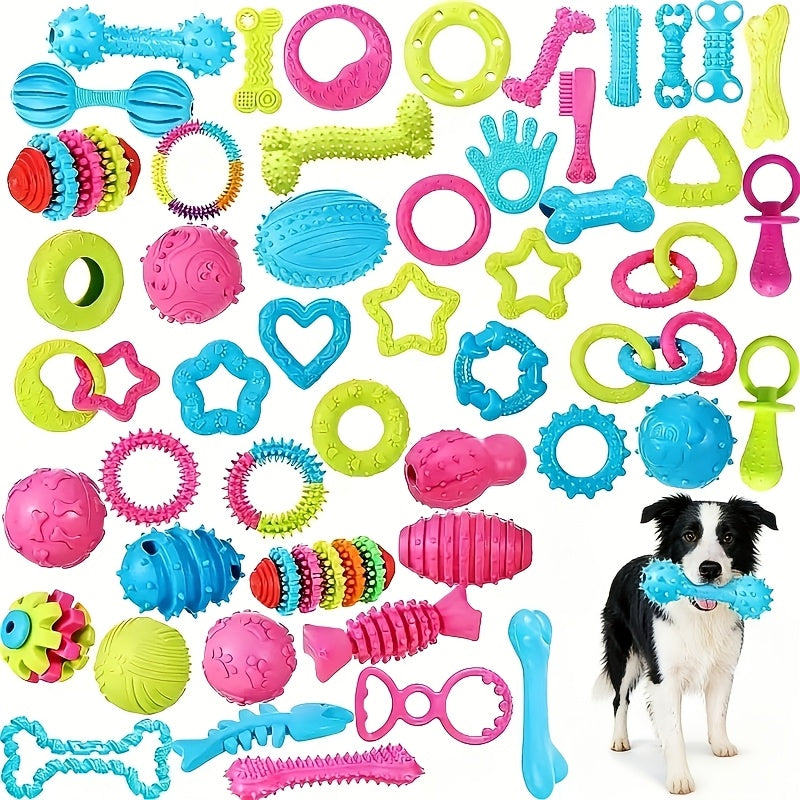 Ensemble de 6 jouets à mâcher pour chien - Jouets résistants aux morsures et à l'usure pour le nettoyage des dents et le lien affectif, jouets interactifs pour chiots et chiens adultes, styles assortis aléatoires