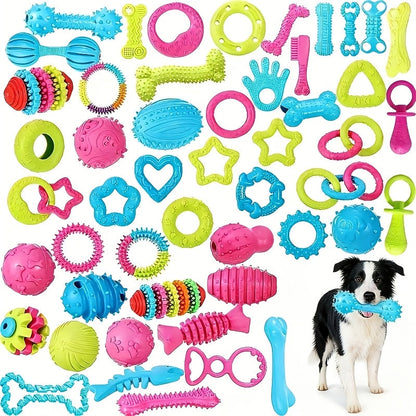 Ensemble de 6 jouets à mâcher pour chien - Jouets résistants aux morsures et à l'usure pour le nettoyage des dents et le lien affectif, jouets interactifs pour chiots et chiens adultes, styles assortis aléatoires