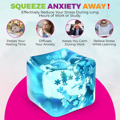Slow Rise Squishy Toy 2pcs Ice Cube Ocean Cube Sensory Stress Ball Anxiety Relief Fidget Toy for Kids Adults Classroom Rewards Party Favors Stocking Stuffers