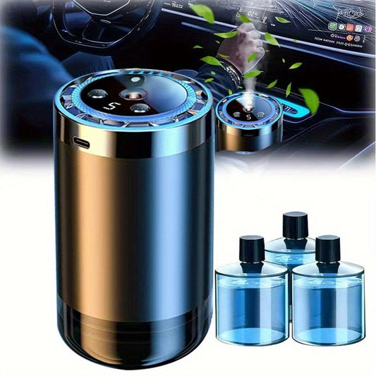 Diffuseur d'aromathérapie intelligent pour voiture – Intensité de parfum réglable, élimine les odeurs, fraîcheur longue durée, inclut des flacons d'huiles essentielles (Océan ou Cologne), désodorisant élégant pour voiture, idéal en cadeau