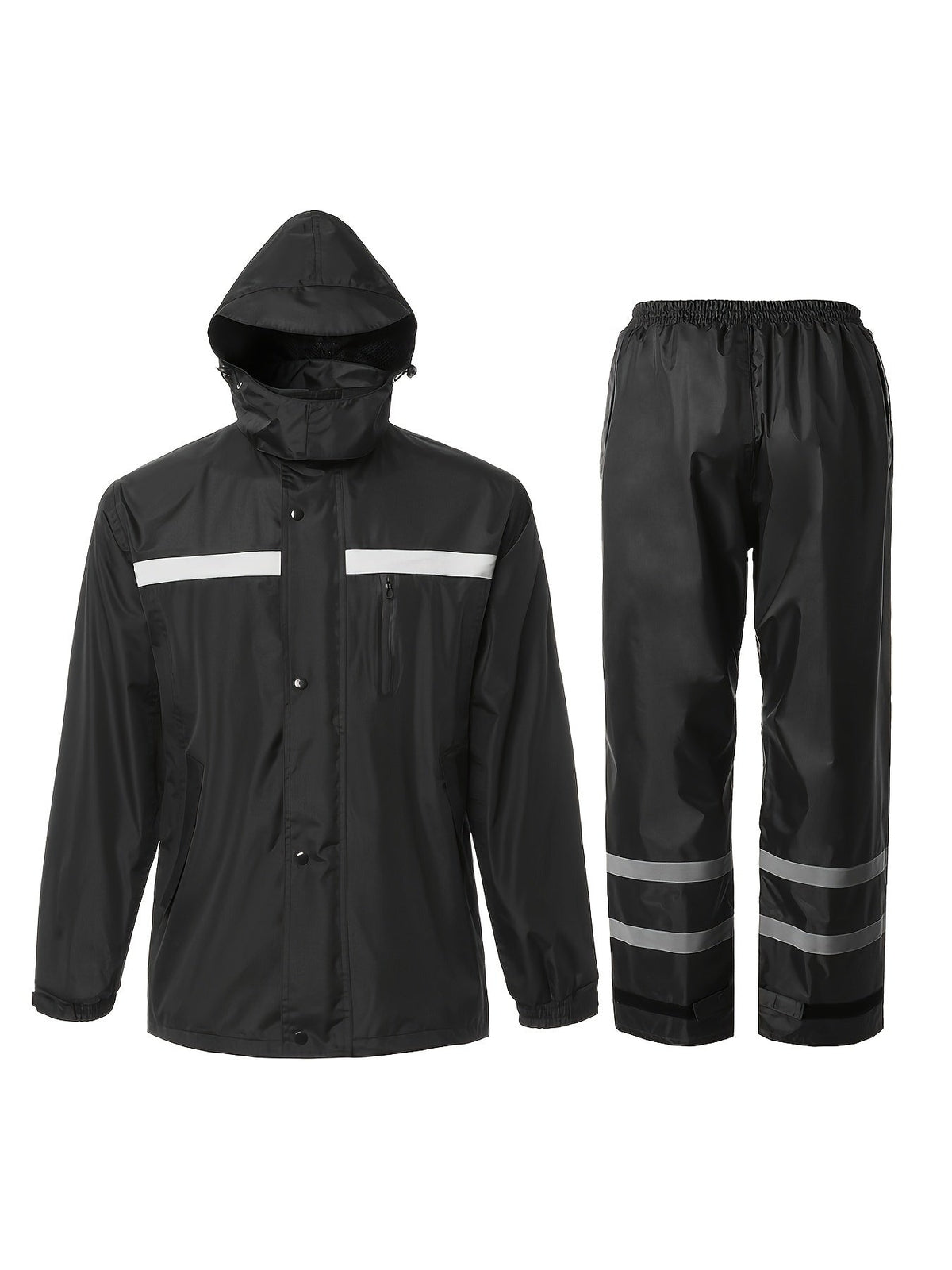 Ensemble de pluie réfléchissant haute visibilité pour hommes – Veste et pantalon imperméables pour le travail, la pêche, l'agriculture, la moto, les sports de plein air – Vêtements de pluie de sécurité haute visibilité pour hommes, tailles S-XXL