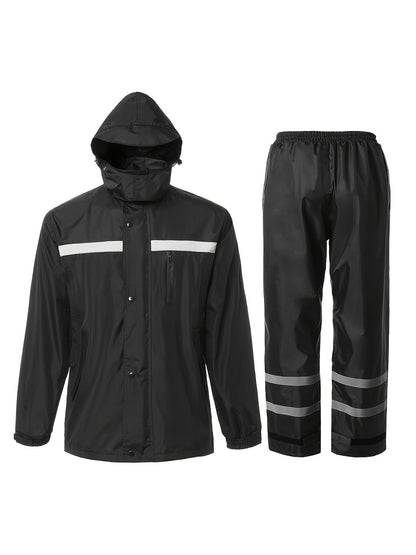 Ensemble de pluie réfléchissant haute visibilité pour hommes – Veste et pantalon imperméables pour le travail, la pêche, l'agriculture, la moto, les sports de plein air – Vêtements de pluie de sécurité haute visibilité pour hommes, tailles S-XXL
