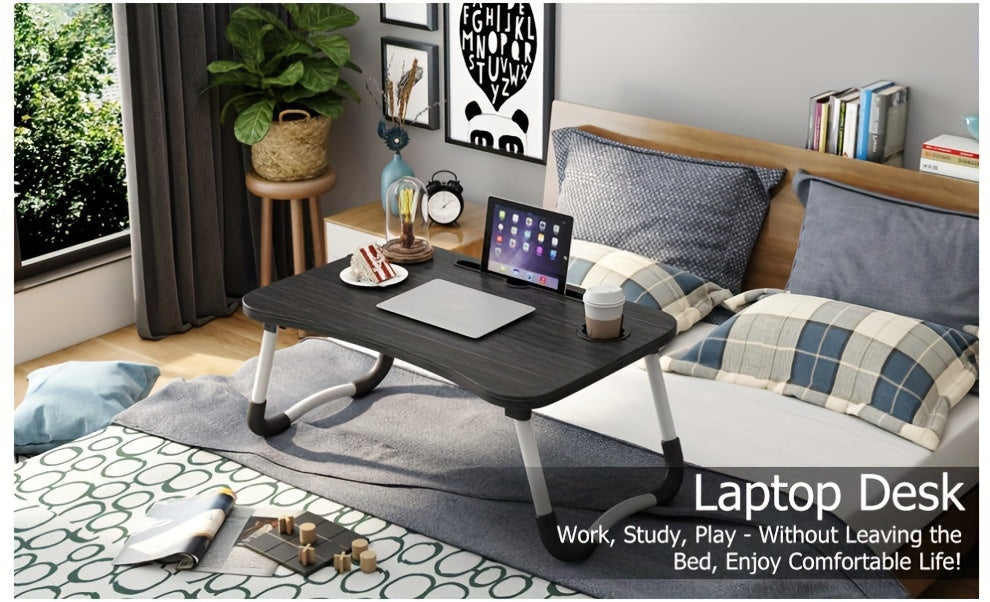 Plateau de lit pour ordinateur portable et repas – Grand plateau de petit-déjeuner avec porte-gobelet et tiroir pour canapé, sol, étude, lecture et écriture, table d'appoint portable