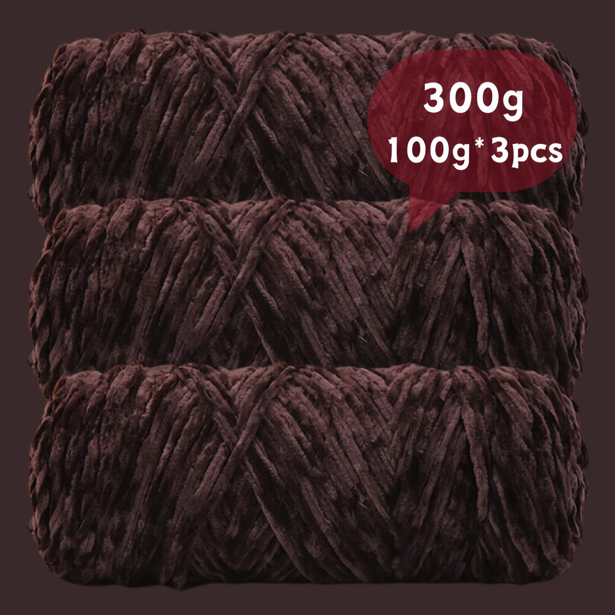 Fil chenille velours, lot de 3 pelotes de 300 g (3 x 100 g), laine douce et épaisse pour tricot et crochet, 47 couleurs, idéal pour débutants, artisanat de luxe pour pulls, écharpes, bonnets, poupées, sacs, amigurumi et projets DIY