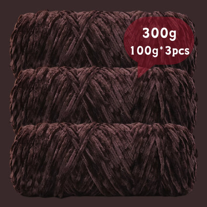 Fil chenille velours, lot de 3 pelotes de 300 g (3 x 100 g), laine douce et épaisse pour tricot et crochet, 47 couleurs, idéal pour débutants, artisanat de luxe pour pulls, écharpes, bonnets, poupées, sacs, amigurumi et projets DIY