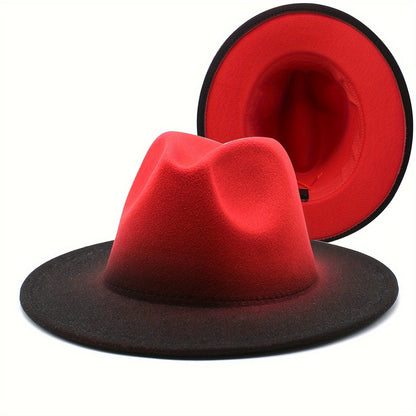 Chapeau Fedora à large bord pour hommes et femmes, style Panama Jazz dégradé bicolore, chapeau de mode classique unisexe, plusieurs coloris