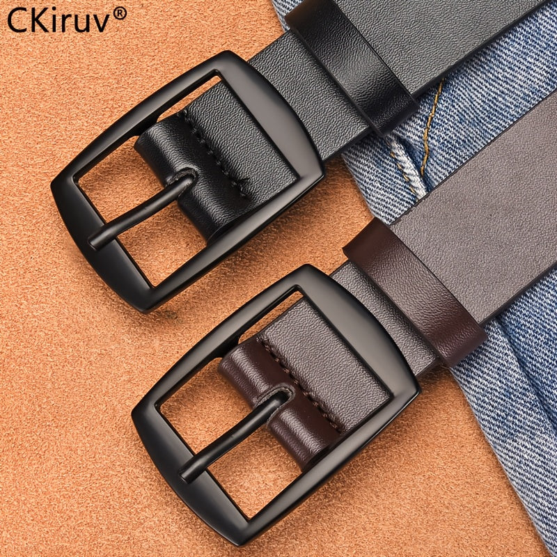 Lot de 3 ceintures homme en similicuir PU – Ceintures style décontracté avec boucle en alliage pour jeans, noir, marron et kaki, tailles 110-130 cm