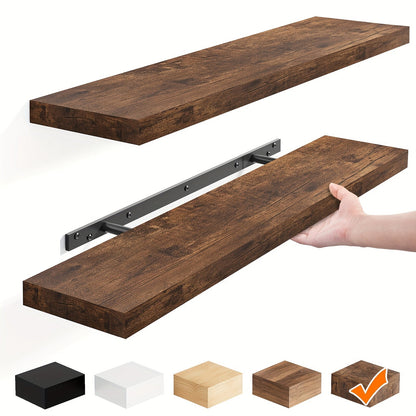 Étagères murales flottantes en bois, lot de 2/4/6, 15,7, 19,7, 22 pouces, étagères murales pour salon, cuisine, salle de bain, chambre, supportant 13,6 kg, noyer, marron, blanc, noir, gris, décoration et rangement maison