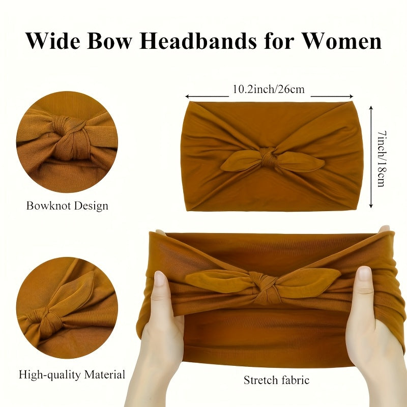 Lot de 4 bandeaux larges à oreilles de lapin pour femmes – Accessoire cheveux élastique antidérapant en satin pour le sport, le yoga et la salle de sport, ensemble turban doux et épais, idée cadeau