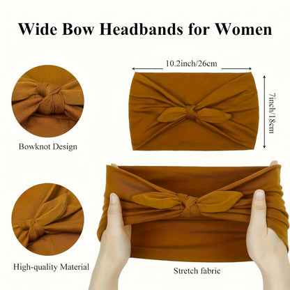 Lot de 4 bandeaux larges à oreilles de lapin pour femmes – Accessoire cheveux élastique antidérapant en satin pour le sport, le yoga et la salle de sport, ensemble turban doux et épais, idée cadeau