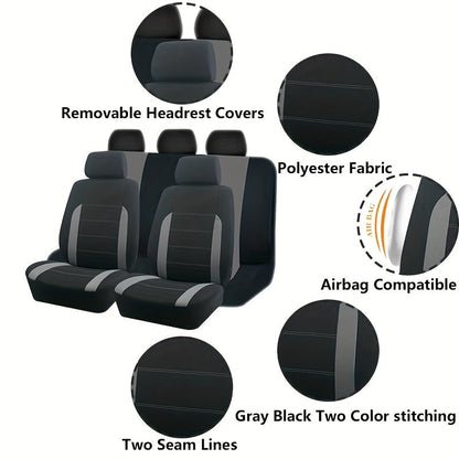 Housses de siège auto, ensemble complet, taille universelle pour 5 places – Tissu respirant et résistant à l'usure avec rembourrage en mousse pour SUV, berline, monospace et camion – Toutes saisons, 10 options de couleur – Velora