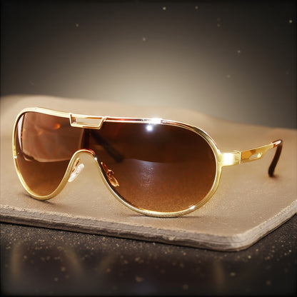 Lunettes de soleil rétro surdimensionnées pour hommes et femmes – Monture vintage, protection UV, verres anti-reflets, charnières métalliques, étui inclus, lunettes mode streetwear, 3 couleurs