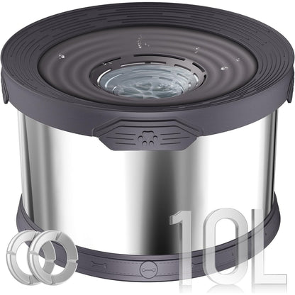 Grande gamelle d'eau pour chien 10 L en acier inoxydable anti-éclaboussures – Bol d'abreuvement lent 2,6 gallons avec disque flottant, base antidérapante et filtre amovible pour grands chiens et foyers multi-animaux, intérieur et extérieur