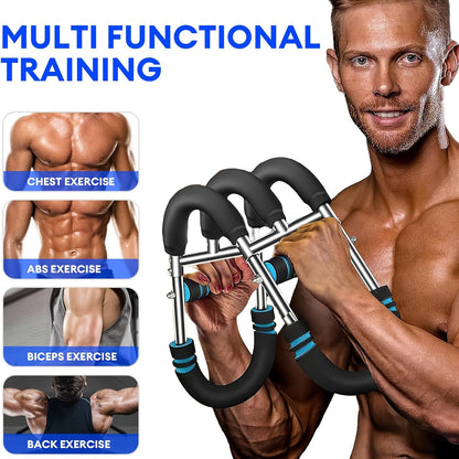Appareil d'entraînement de la force des bras, extenseur de poitrine, barre à 3 niveaux de résistance réglables, extenseur portable et détachable pour renforcer les avant-bras, appareil de musculation pour le haut du corps à domicile