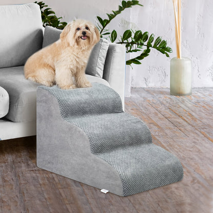 Escalier pour chien en mousse à mémoire de forme, 2, 3 ou 4 marches avec base antidérapante et housse lavable – Marches de soutien pour canapé et lit, idéal pour chiens âgés et chiots, plusieurs couleurs disponibles