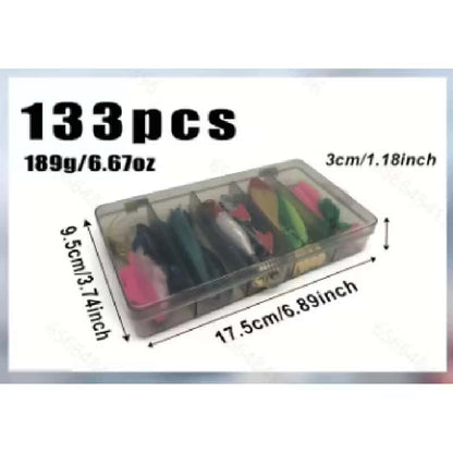 Kit de pêche de 133 pièces avec cuillers, leurres articulés, têtes plombées, plombs, hameçons et boîte de rangement – Ensemble complet pour débutants en eau douce pour la pêche au bar, à la truite et aux poissons-pan.