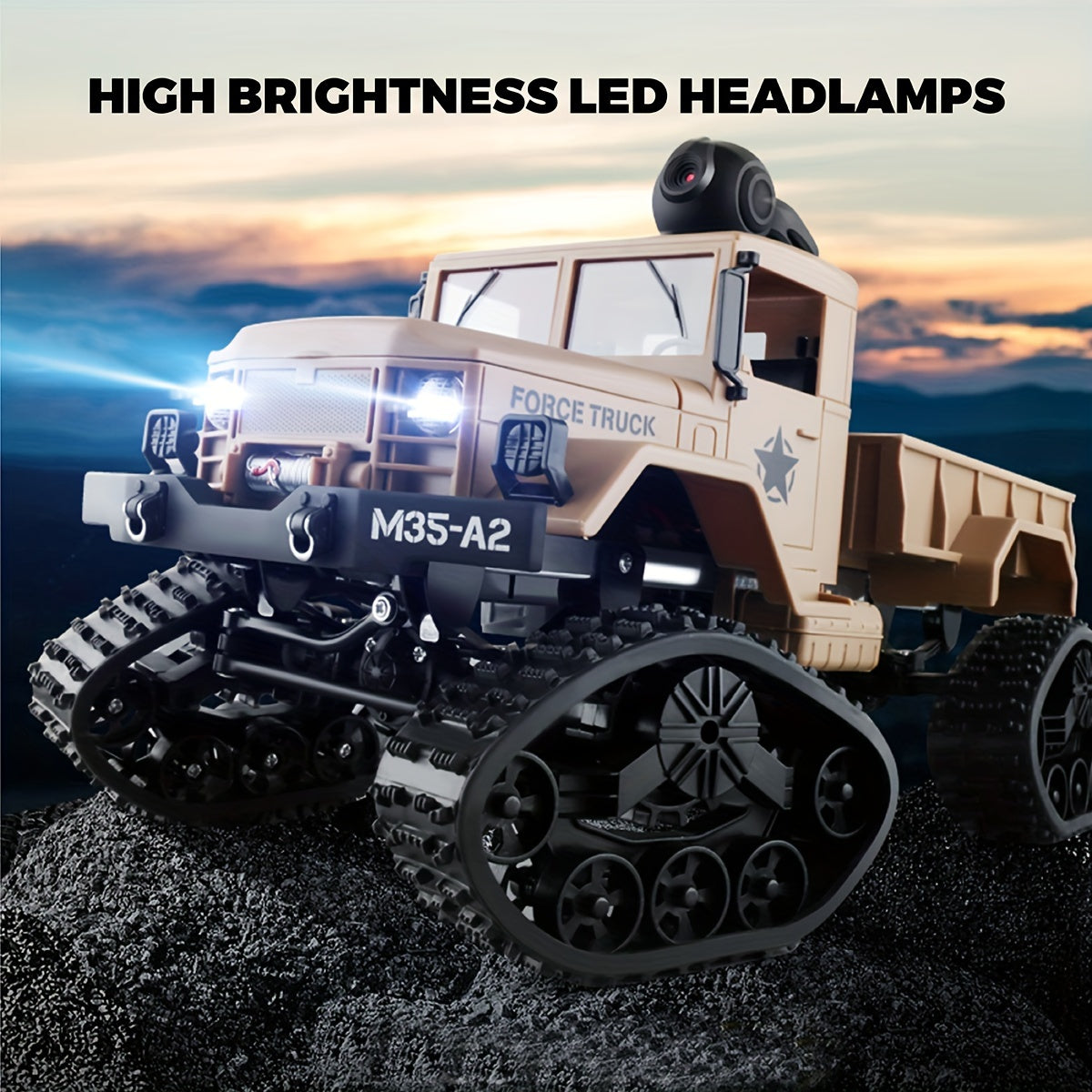 Camion militaire radiocommandé 4WD 2,4 GHz tout-terrain avec caméra HD Wi-Fi – Véhicule télécommandé pour enfants et adultes – Cadeau idéal pour les anniversaires et les fêtes