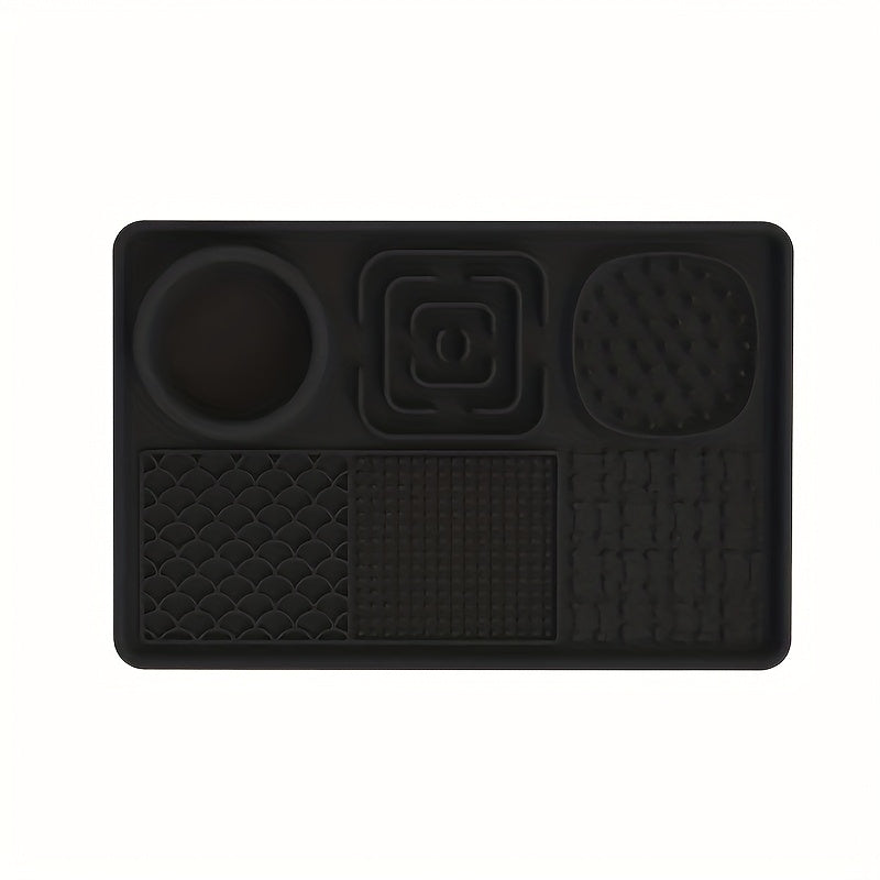 Tapis de léchage distributeur de nourriture lente 6-en-1 pour animaux avec ventouse puissante, outil multifonctionnel anti-anxiété pour chiens et chats, favorise une alimentation saine et facilite le toilettage et le bain