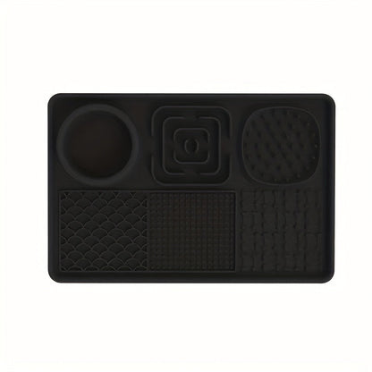 Tapis de léchage distributeur de nourriture lente 6-en-1 pour animaux avec ventouse puissante, outil multifonctionnel anti-anxiété pour chiens et chats, favorise une alimentation saine et facilite le toilettage et le bain
