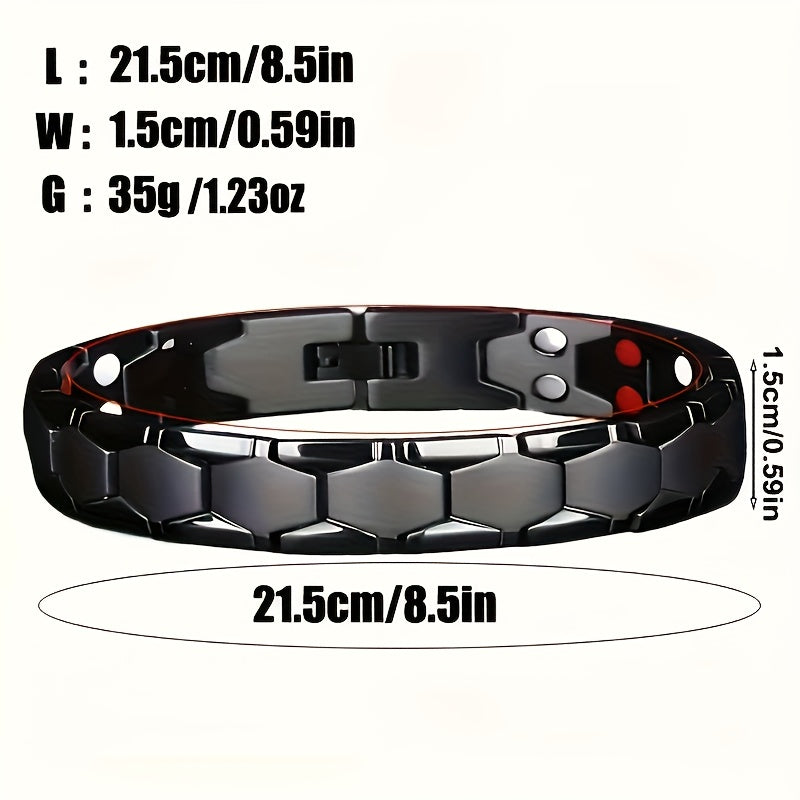 Bracelet hexagonal large en alliage de titane pour hommes, lot de 2 – Bracelet hypoallergénique et résistant à l'eau avec fermoir à ressort, accessoire de mode pour homme, disponible en noir, argent et or