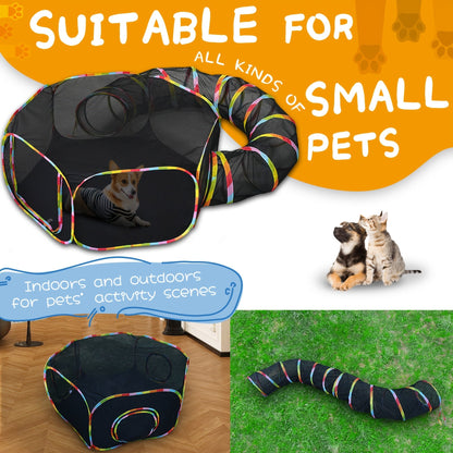 Enclos extérieur portable pour chat avec tunnel de jeu – Parc grillagé sans cage et aire de jeu fermée pour chats d’intérieur et petits animaux, tente sécurisée pour accès extérieur dans le jardin, sur la terrasse ou en camping