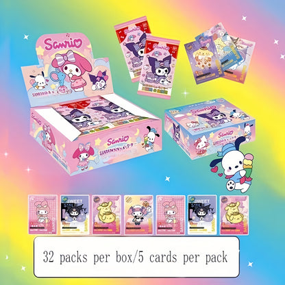 Cartes à collectionner Sanrio - 1 boîte de 32 paquets aléatoires | Hello Kitty, My Melody, Kuromi et plus, papier cartonné de haute qualité, cadeau d'anniversaire ou de Noël pour filles et fans de Sanrio