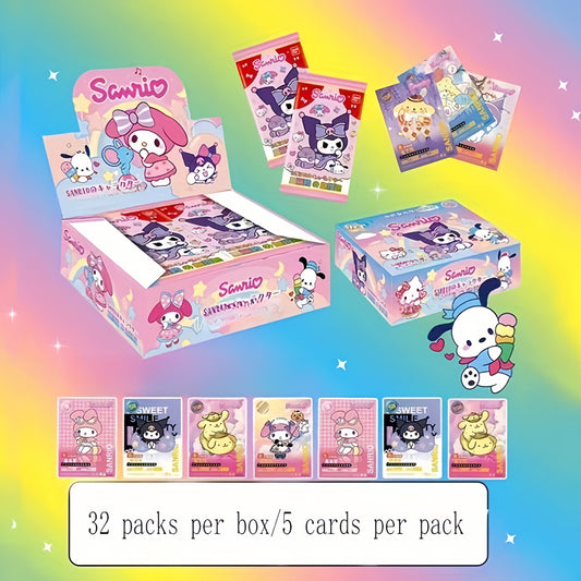 Cartes à collectionner Sanrio - 1 boîte de 32 paquets aléatoires | Hello Kitty, My Melody, Kuromi et plus, papier cartonné de haute qualité, cadeau d'anniversaire ou de Noël pour filles et fans de Sanrio