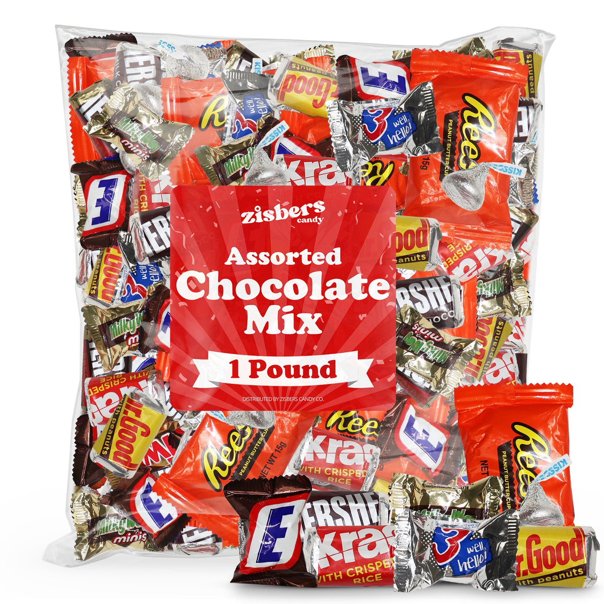 Assortiment de chocolats, sachet en vrac de 450 g – Variété de chocolats au lait, beurre de cacahuète et caramel emballés individuellement, idéal pour les fêtes d'Halloween, les vacances et le grignotage au quotidien