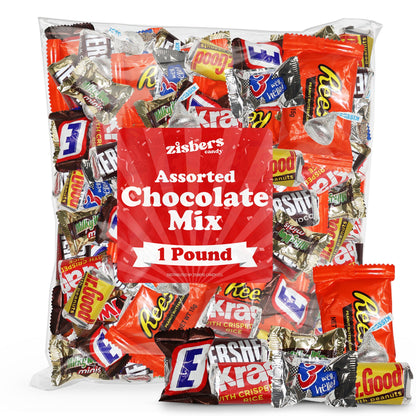 Assortiment de chocolats, sachet en vrac de 450 g – Variété de chocolats au lait, beurre de cacahuète et caramel emballés individuellement, idéal pour les fêtes d'Halloween, les vacances et le grignotage au quotidien