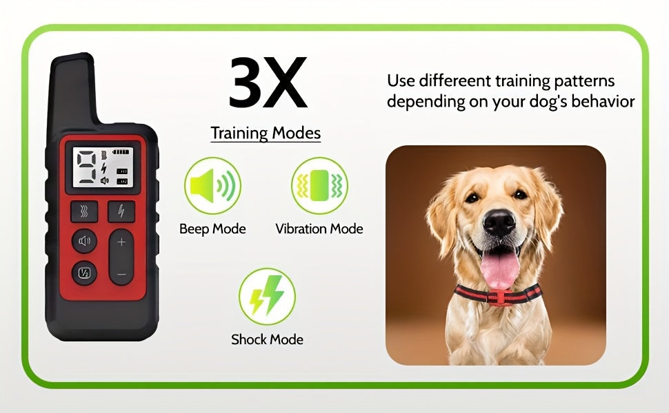 Collier de dressage pour chien à distance 9 niveaux – Collier électronique rechargeable avec modes décharge, vibration et signal sonore, portée de 500 m, réglable pour chiens de petite, moyenne et grande taille, contrôle anti-aboiement électronique sûr