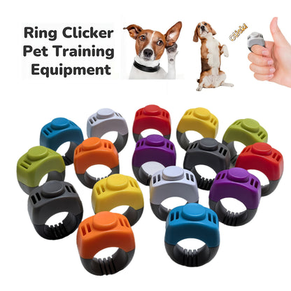Clicker à bague pour dressage de chien - Clicker de dressage mains libres à porter au doigt pour chiens, chats, oiseaux, chevaux et lapins - Sans pile, taille réglable, couleurs tendance