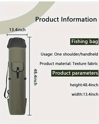 Fishing Rod Bag Large Capacity Folding Durable Fishing Gear Carrier Bag Multifunctional Rod Holder Case with Two Lead Weights Fits Multiple Rods Tackle Organizer for Freshwater Saltwater Fishing