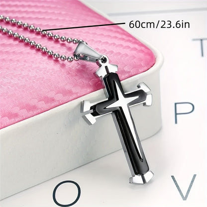 Ensemble de 4 colliers croix pour homme – Bijoux avec pendentif croix de chevalier en acier inoxydable 316L, colliers religieux gothiques résistants au ternissement pour homme, cadeau tendance pour lui, style quotidien et streetwear