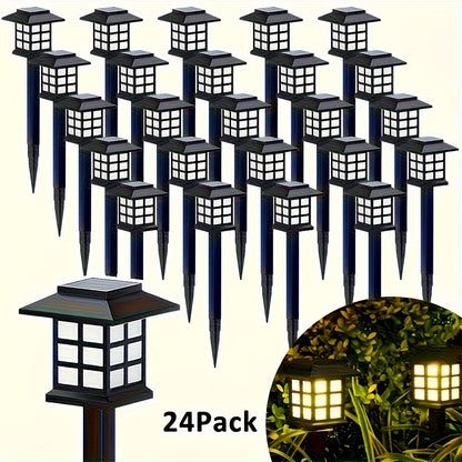 Lampes solaires d'extérieur étanches à LED pour allées et jardins – Blanc chaud, marche/arrêt automatique, lot de 6 ou 24 pour sentiers, allées, cours et pelouses, décoration de Noël et d'Halloween
