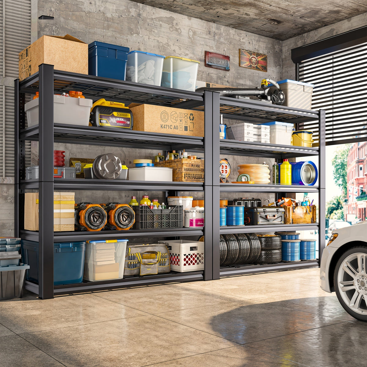 Étagère de rangement robuste en métal 72 pouces, 5 niveaux réglables, capacité de 3000 lb, en acier au carbone pour garage, sous-sol, entrepôt, garde-manger et bureau