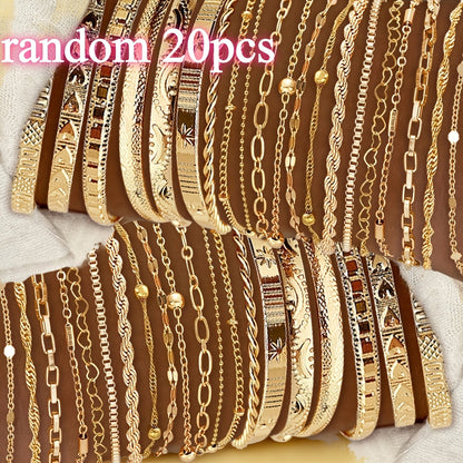 Ensemble de bracelets plaqués or KC pour femmes, lot de 7 ou 20 pièces, bracelets à breloques assortis et empilables, élégants pour le quotidien et les cadeaux