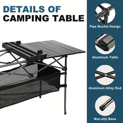 Table de camping pliante avec sac de transport – Table d'extérieur légère et portable, 3 tailles disponibles pour le camping, la plage, le pique-nique, le barbecue, le jardin, le bateau et les voyages, installation et rangement faciles