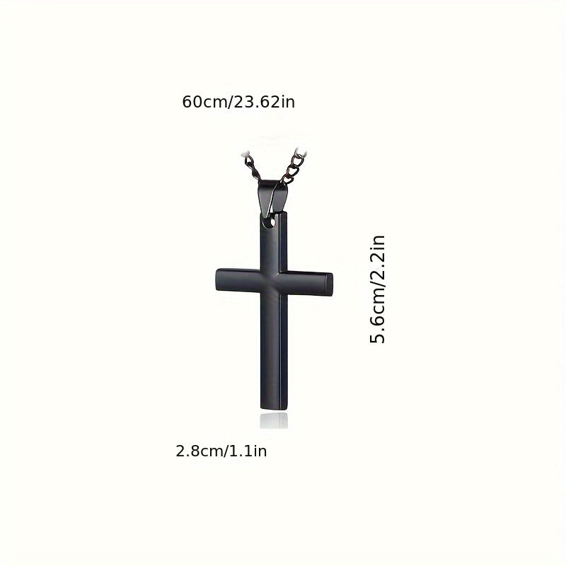 Lot de 8 colliers punk noirs pour homme – Chaînes à pendentif croix en acier inoxydable, bijoux streetwear gothiques, colliers superposés tendance pour homme, coffret cadeau style mixte