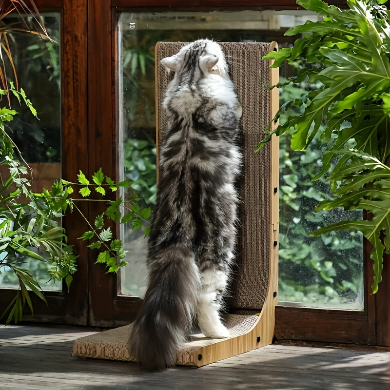 L-Shaped Cat Scratching Board for Wall and Floor - Durable Natural Texture Scratch Surface, Indoor Cat Toy and Furniture Protector, Long-Lasting Corner Cat Scratcher Play Area