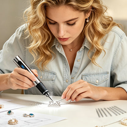 Kit de stylo de gravure électrique avec 57 accessoires - Graveur sans fil rechargeable par USB, 21 000 tr/min, 3 vitesses, 90 min d'autonomie, pour métal, verre, bois, pierre et bijoux - Cadeau de bricolage