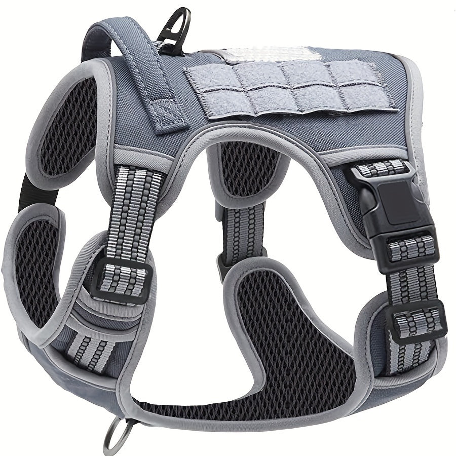 Harnais réfléchissant anti-traction pour chien avec poignée de contrôle – Gilet tactique militaire pour chiens d'assistance et d'entraînement, tailles S-XL, polyester durable, coupe ajustable pour chiens moyens et grands