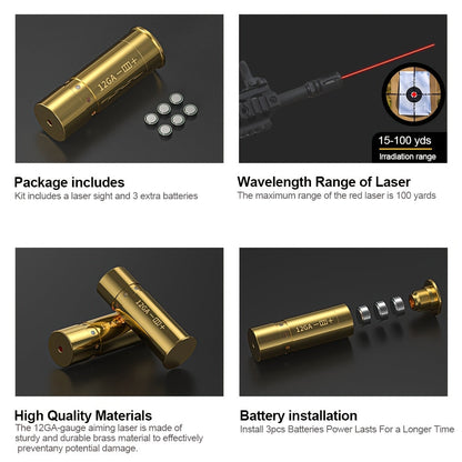 Kit de réglage laser multi-calibres pour 9mm, 45ACP, 223REM, 308WIN, 380ACP, 38SPL, 12GA – Appareil de réglage laser rouge haute précision pour fusils et pistolets, installation facile, inclut 2 jeux de piles