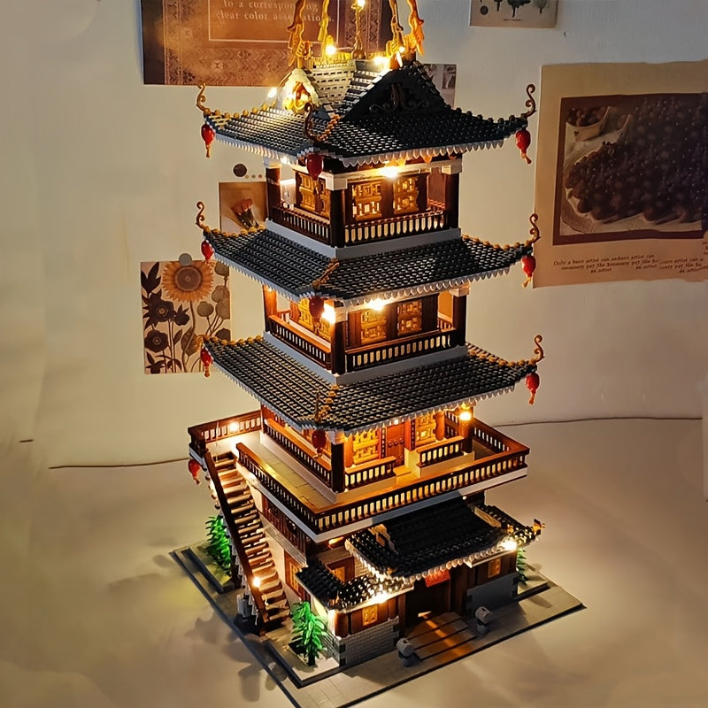 Ensemble de 6134 pièces de construction d'architecture ancienne chinoise "Miroir de la fée céleste", briques miniatures, puzzle complexe pour adultes, décoration intérieure, cadeau STEM pour Noël, anniversaire, Nouvel An